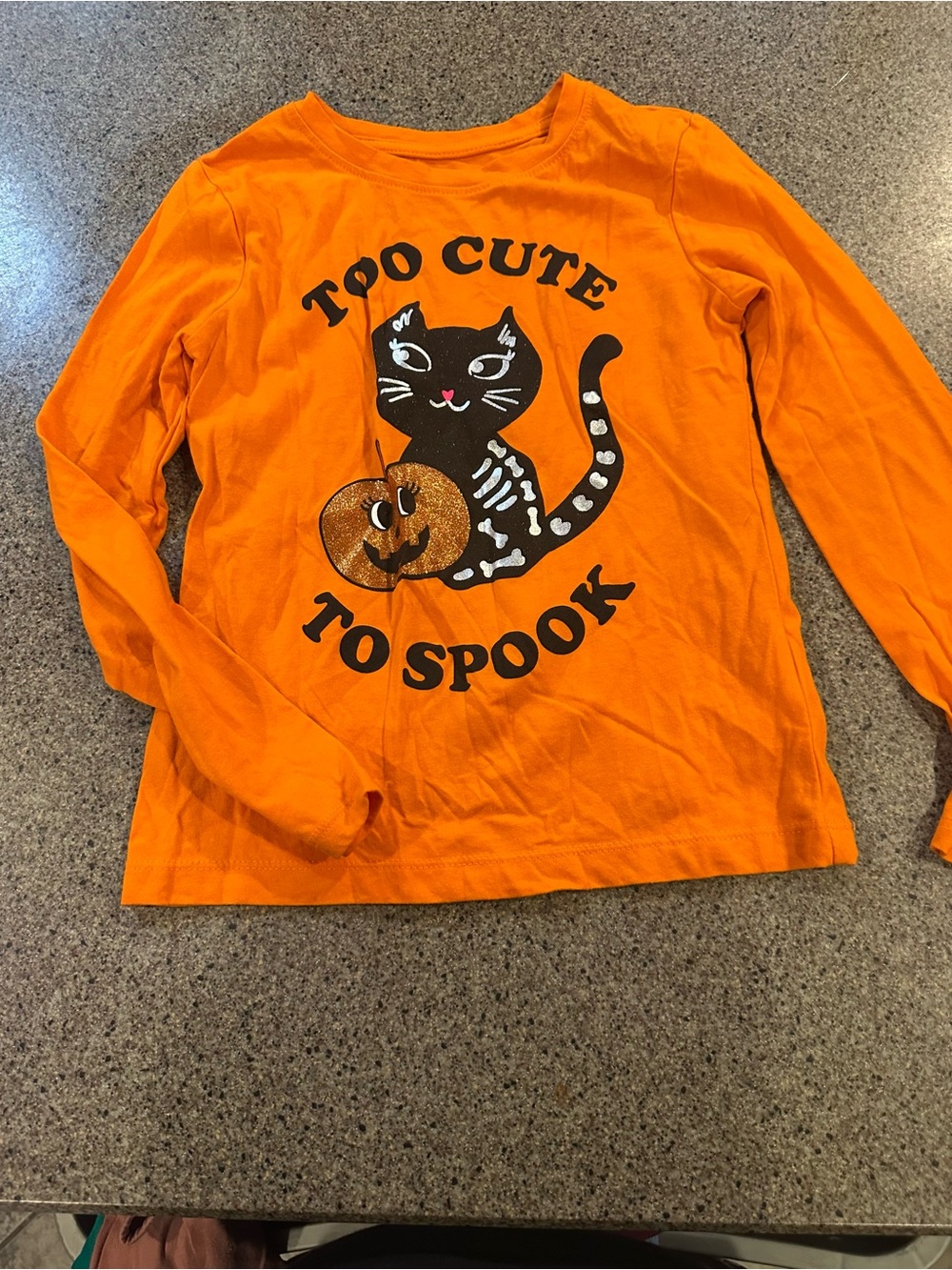 Too Cute To Spook Kids' Orange Halloween Long-Sleeve Shirt